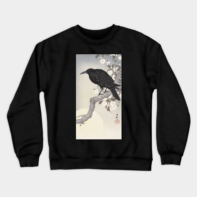 Crow and Full Moon by Ohara Koson Crewneck Sweatshirt by topower